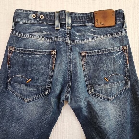 G-Star Raw 3301 Button Fly Straight Fit Blue Denim Jeans Men's Size 32Wx28L EUC - Picture 10 of 16